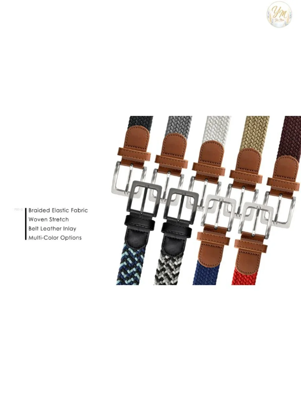 Braided Elastic Stretch Belt Casual Weave Canvas Fabric Woven Golf Belt 1-3/8